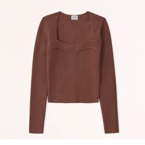 Burnt orange ribbed Abercrombie square neck sweater